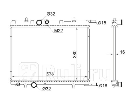 PG0001 - Радиатор охлаждения (SAT) Peugeot 206 (1998-2009)